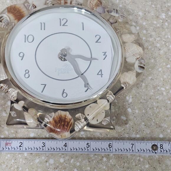 Vtg Paradise Place Lucite Seashell Acrylic Resin Wall Clock 8" - Picture 6 of 8